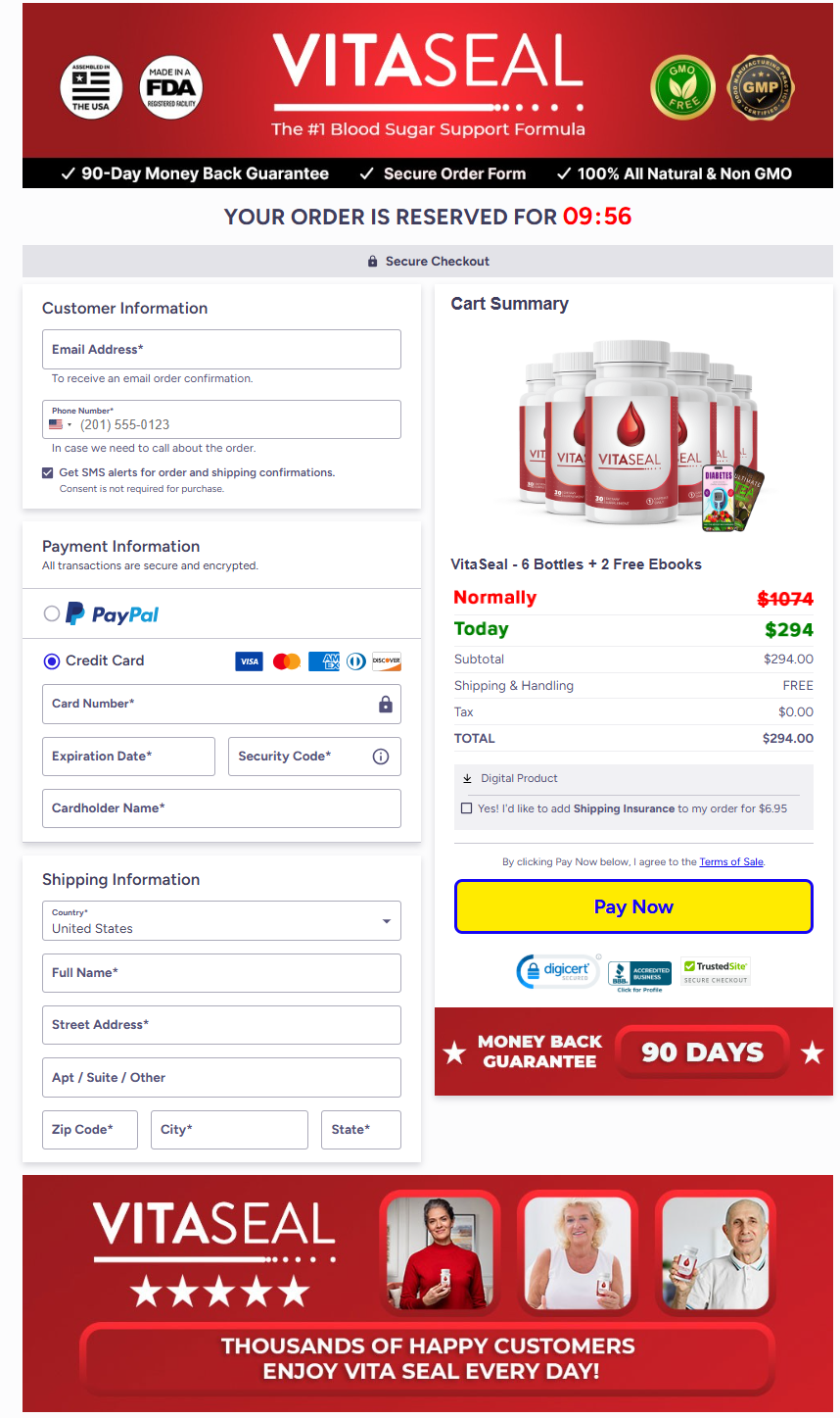Vitaseal Official Website Secure Order Page